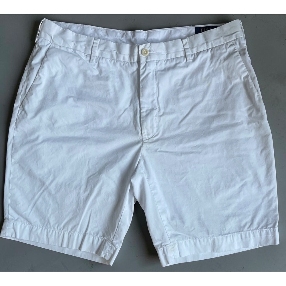 Polo Ralph Lauren Mens White Classic Fit Chino Shorts Size 36 Cotton Twill